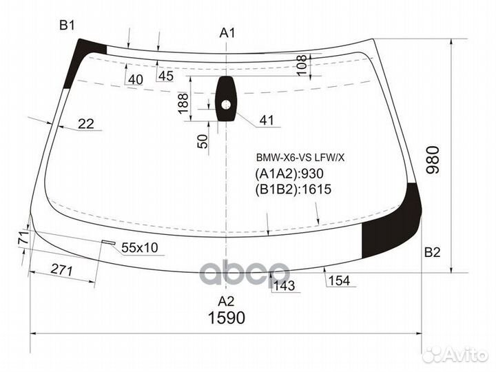 Стекло лобовое + дд BMW X6 E71 08-14 BMW-X6-VS