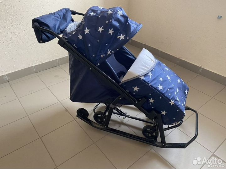 Зимняя детская коляска-сани 2 в 1