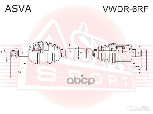 Привод передний правый 26x870x36 vwdr6RF asva