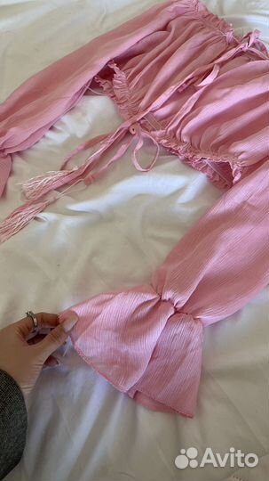 Розовый полупрозрачный топ Бохо vintage