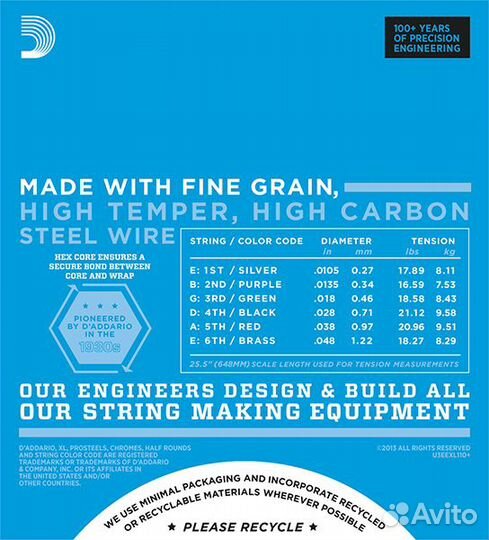 D'Addario EXL110+ Nickel Wound Комплект струн для