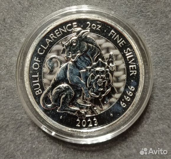 Монета 2023 Звери Тюдоров Бык Кларенса Серебро