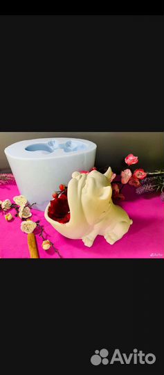 Силиконовая фoрма молд Кашпо Органайзер Бульдог