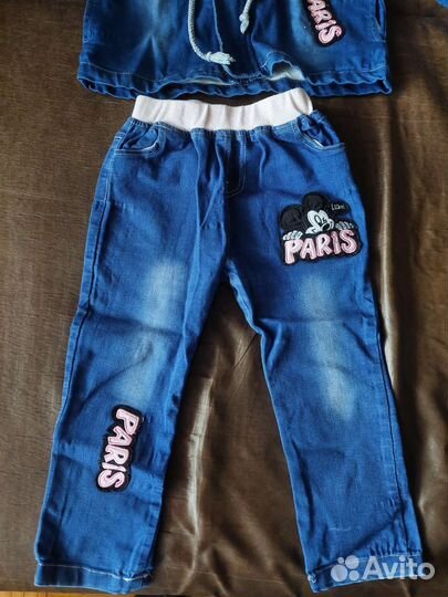Джинсовый костюм,110р. мики маус