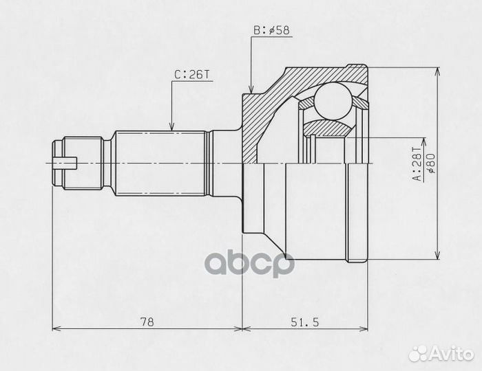Шрус привода HDK HO065 HDK