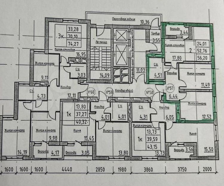 2-к. квартира, 56,2 м², 16/24 эт.