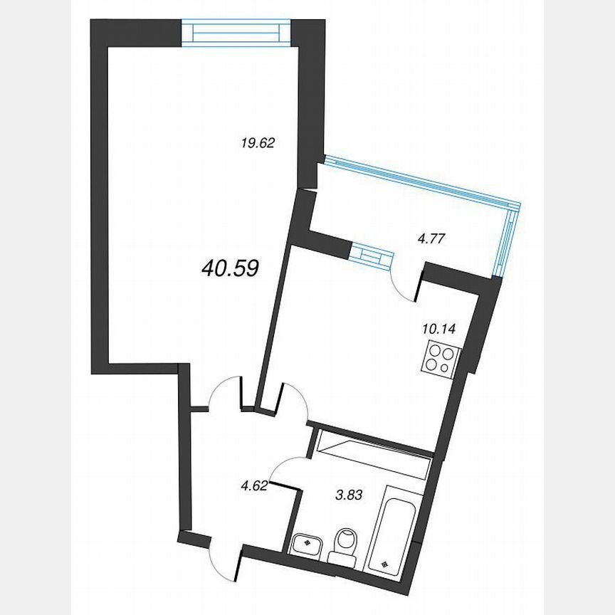 1-к. квартира, 43 м², 20/22 эт.