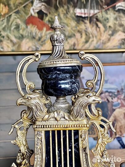 Часы антикварные с канделябрами Италия Farbel