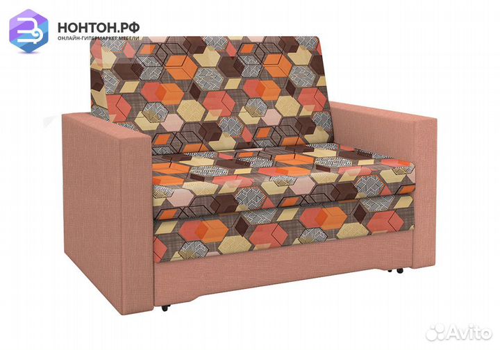 Диван выкатной Виктория-5 с узором розовый