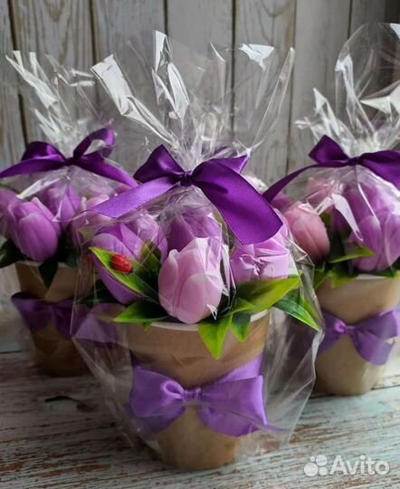 Букет из мыла ручной работы тюльпаны