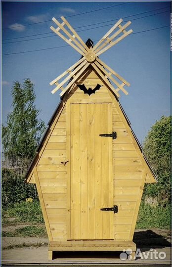 Дачный туалет деревянный прямоугольник BSG
