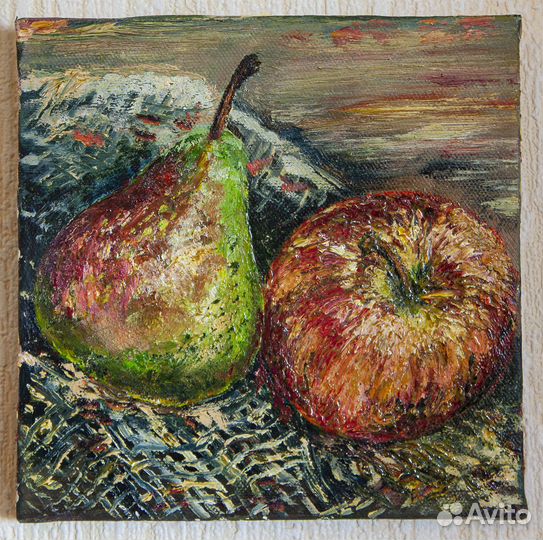 Картина: натюрморт Груша с яблоком. масло