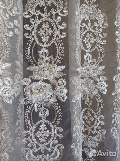 Тюль сетка 3.05см выс.,3D обьем,кристаллы,жемчуг