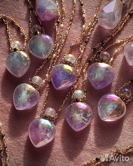 Кулон-флакон сердце аметист с титановым покрытием