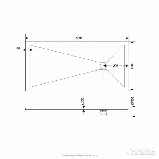 Поддон прямоугольник белый (80*100*2,5) Strong
