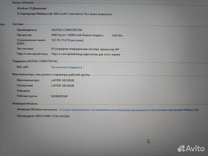 Ноутбук Asus FX706II-AU038T Ryzen 5 4600H GTX 1650