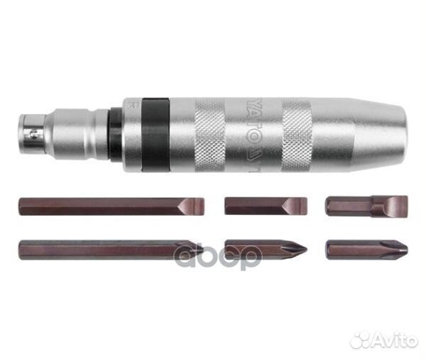 Отвертка цельнометал. ударная + 6 бит: SL8x35мм