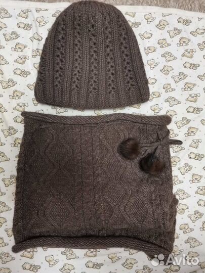 Комплект шапка и снуд женский