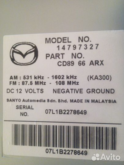 Штатная магнитола Мазда 5