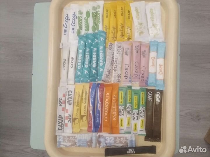 Коллекция сахара в пакетиках