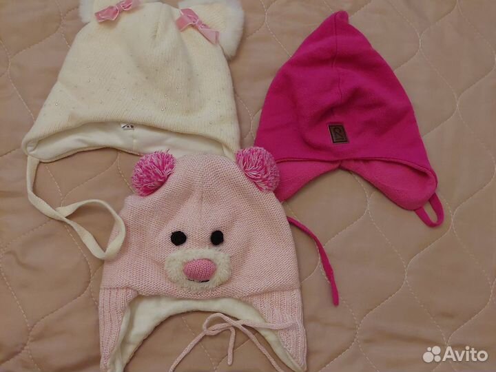 Зимние шапки на девочку от 2 до 5лет