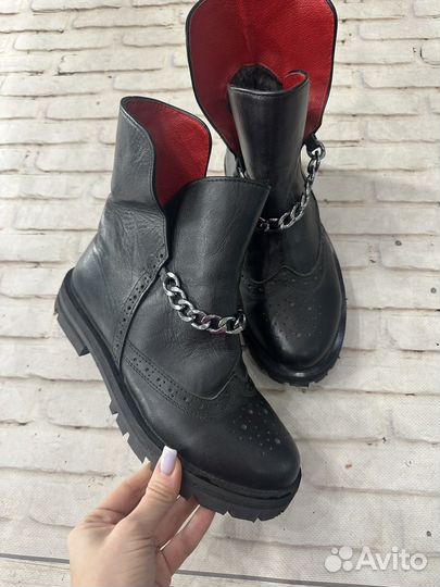 Ботинки кожаные зима