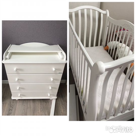 Пеленальный комод и кроватка с матрасом