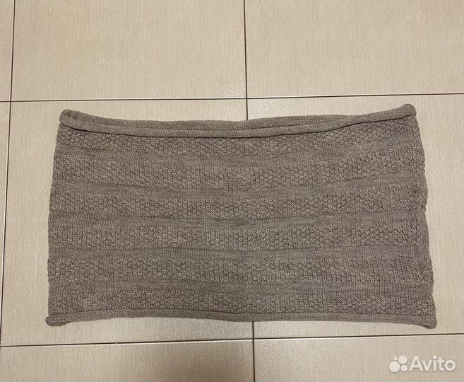 Вязаный шарф снуд серо-бежевый