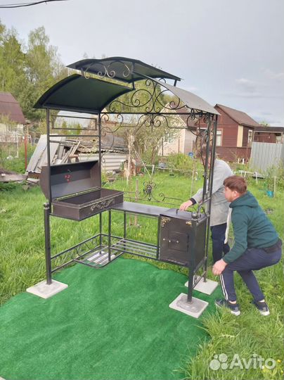 Мангал с печью под казан