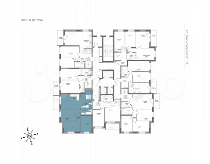 4-к. квартира, 74,3 м², 8/24 эт.