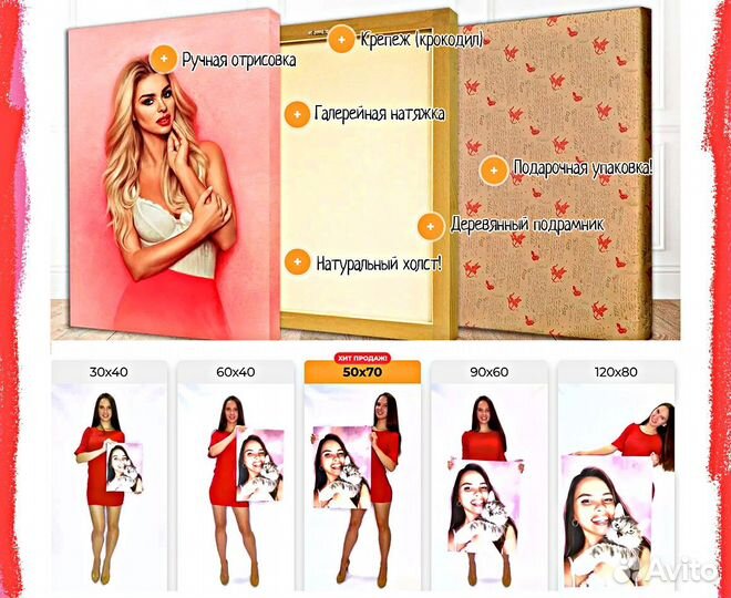 Портрет по фото 50на70 см