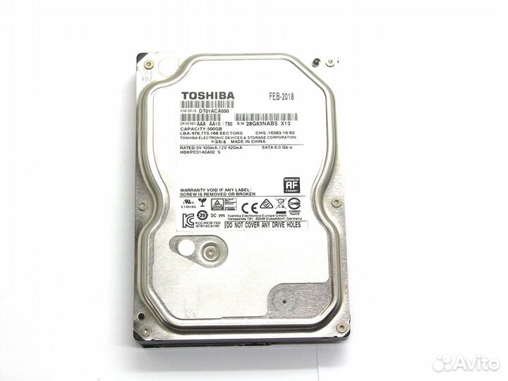 Жесткий диск Toshiba 500Gb 7200 rpm DT01ACA050