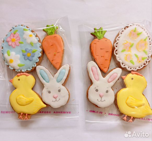 Имбирные пряники Пасхальные, зефирный декор