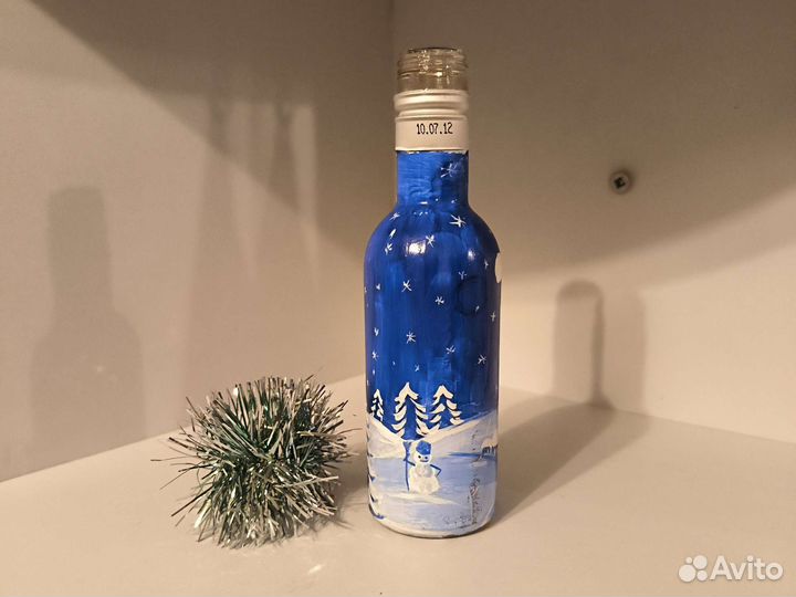 Бутылочка пустая из-под бальзама декорированная