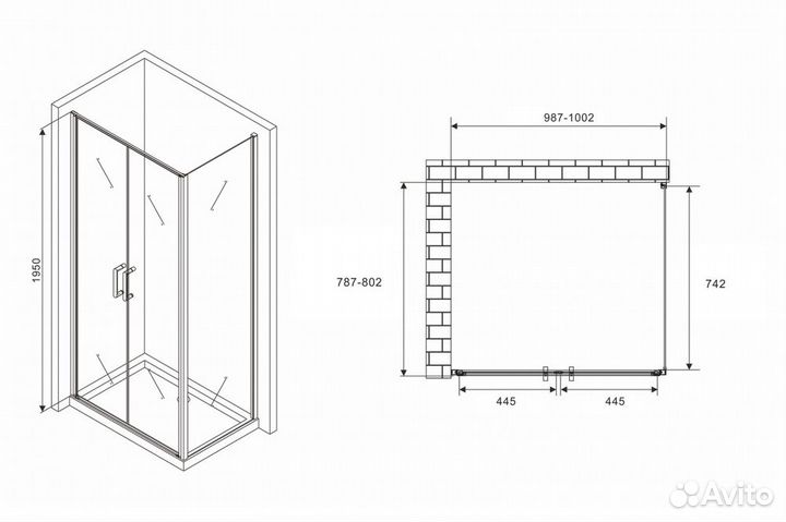 Душевое ограждение Abber Sonnenstrand AG04100C-S80