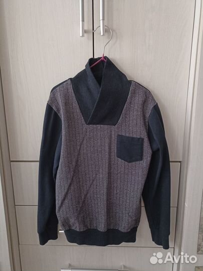 Рубашка школьная сине-серая, 128-134