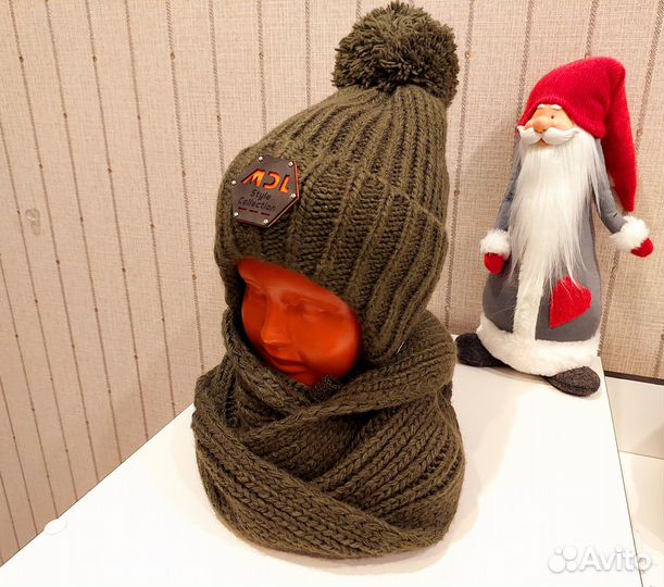 Зимняя шапка и хомут для мальчика 3-7 лет теплая