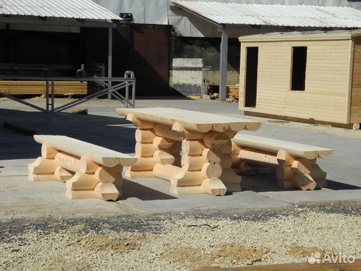 Сруб Садовой мебели из бревна для Бани