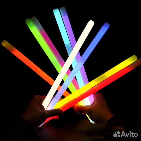 Светящаяся палочка (хис) размер 35х1,5см. (Жёлтый)