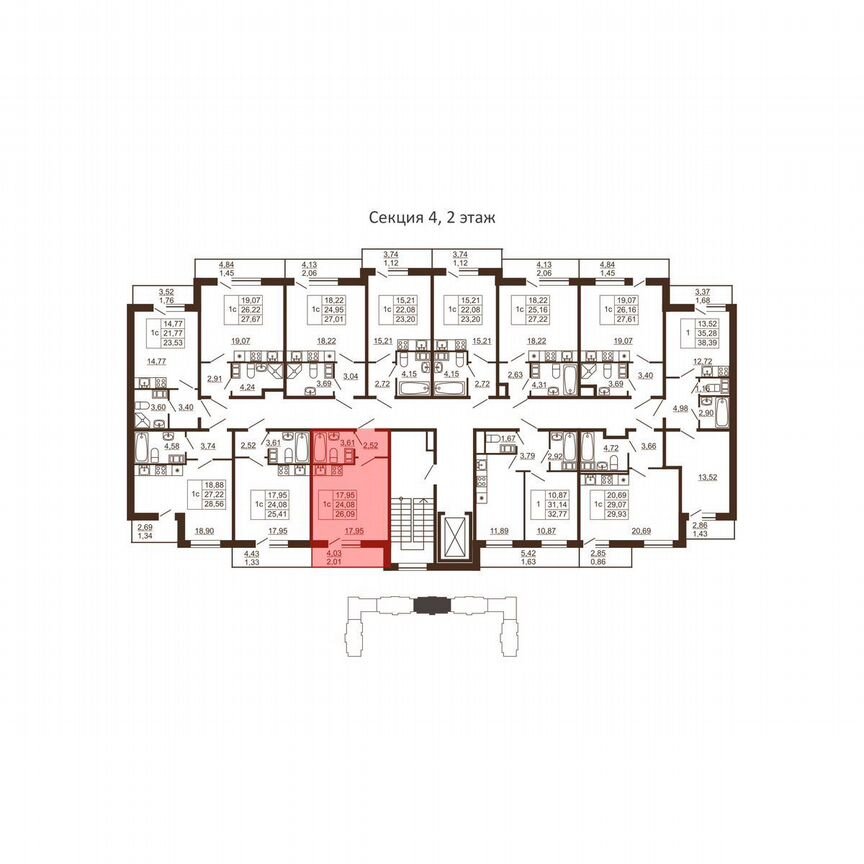 Квартира-студия, 26,1 м², 6/6 эт.