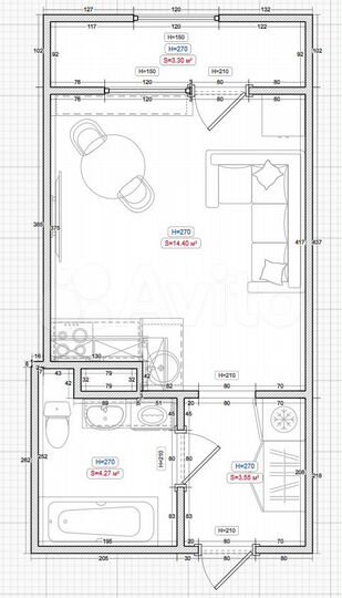 Квартира-студия, 25,5 м², 9/23 эт.