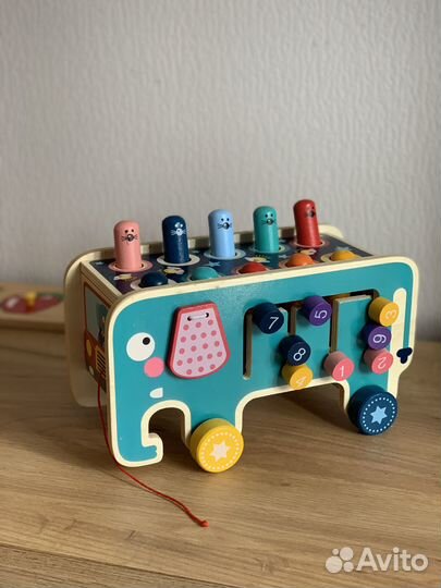 Развивающая игрушка деревянный сортер стучалка