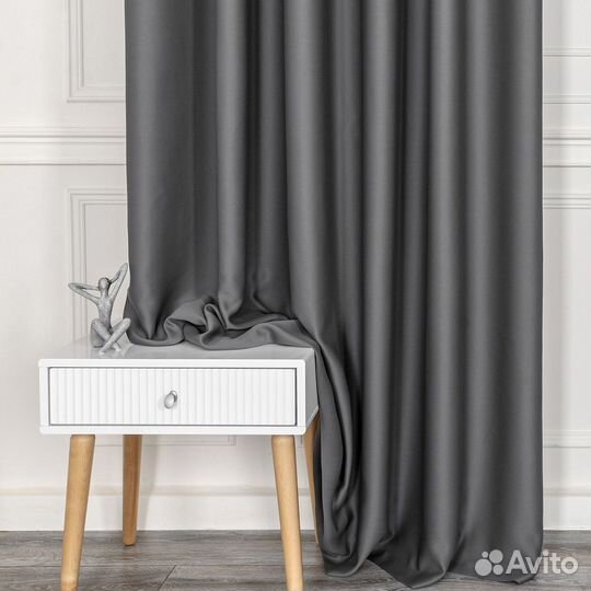 Комплект портьер блэкаут Марсель Темно-серый шторы