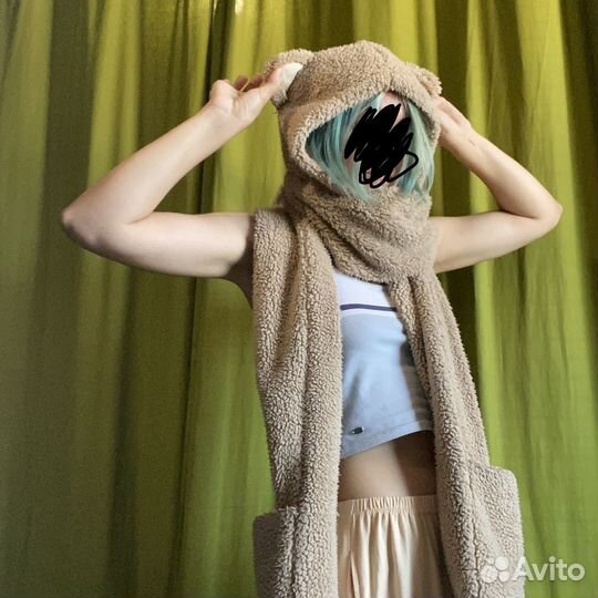 Шапка с ушками пушистая