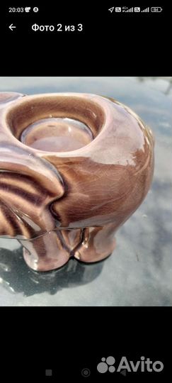 Фигурка Слоник шоколадный, керамика, винтаж, 16*12