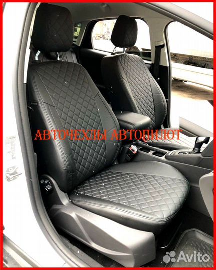 Чехлы Автопилот Ford Fusion из экокожи чёрные Ромб