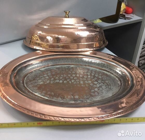 Большое медное блюдо под горячее