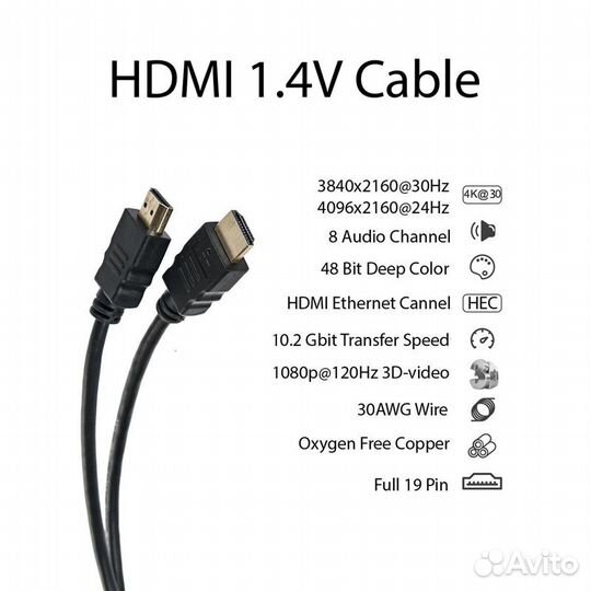 Кабель hdmi, 2 метра, ver1.4, Full HD 1080P, 4K