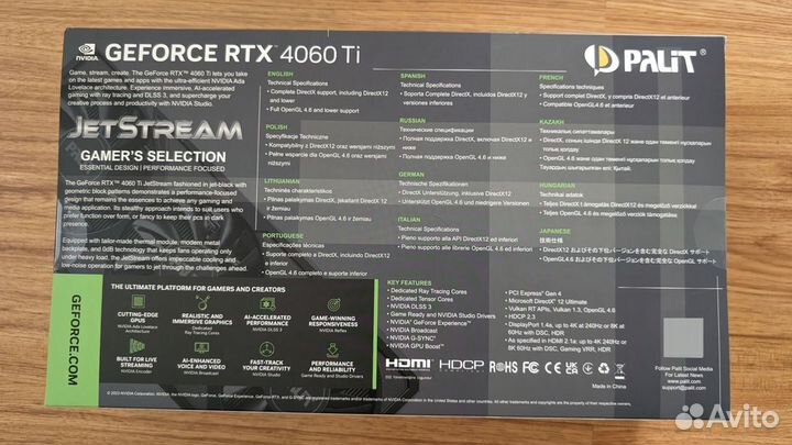 Видеокарта Palit nvidia RTX4060Ti jetstream 16GB