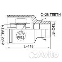 Шрус внутренний правый 22x43x28 mazda 3 bk 2003-20